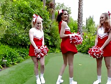 Lucky Coach Seduced By Three Young And Naughty Cheerleaders