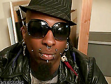 Black Gay Stud With Facial Piercing Jerks Off Hardcore