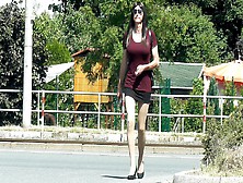 Crossdresser Wears Very Short Skirt In Public