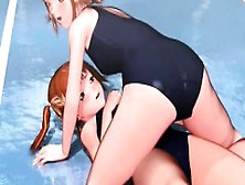 Anime Threesome With Cute Schoolgirls Sharing Dick
