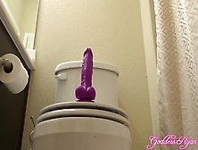 Hot Babe Shitting On Purple Dildo