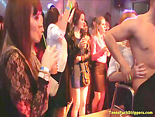 Slutty Moms & Teens Deep-Throat Strippers Chisels During Cfnm Party