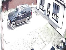 Caught Inside Front Of A Security Camera.  Big Tit Cunt With Mouth Blows Bf Inside My Backyard!
