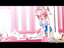 Shemale Hentai Self Masturbating And Cumming On The Table