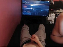 Girl Plays With Guys Dick While He Enjoys Video Game.  Porn. Mp4