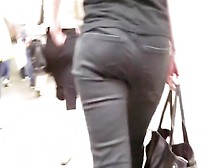 Girl With Wide Ass In Black Jeans