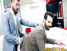 Suited Hunk Dani Robles Has His Tight Hairy Ass Rimmed Hard