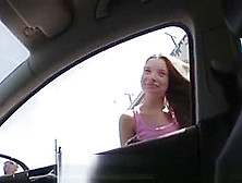 Stranded Eurobabe Screwed Outdoors In Car