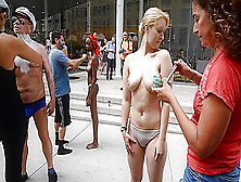 Nude Models - Body Painting In City Hall