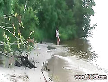 Brunette Loly Naked By The River