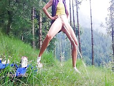 Fit Bitch Spreading Powerful Pee Stream In The Forest - Angel Fowler