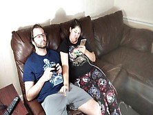 Ignored Oral Sex While Gaming Turns Into Fucking And Cumshot On The Couch