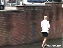 Blonde Girl Peeing Outdoor