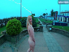 Young Blonde Exhibitionist Wife Walking Nude Around Felixstowe Seafront England