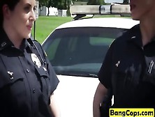 Outdoor Interracial Threesome With Nasty Police Officers And Bbc