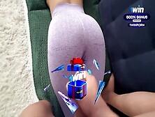 Hot Stepmom Candyluxxx Gets A Cumshot On Her Sexy Ass In Tight Leggings While Relaxing On The Sofa