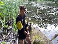 Naughty Twink Jerking Off In Public Park Pond Porn