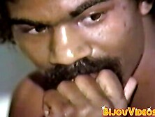 Kinky Ebony Hunk Masturbates His Hard Cock In Vintage Solo