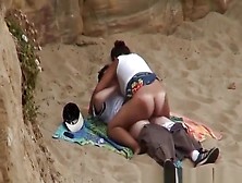 Chubby Girl Rides Boyfriends Cock In Beach
