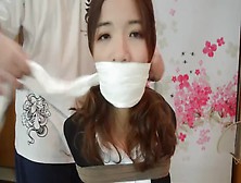 Asian Otm Gagged With Stockings