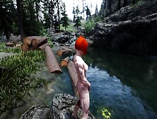 Skyrim Short - Urination Strawberry Blonde Breton Shaved Cunt