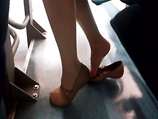 Candid Feet Shoeplay In Nylons At Conference
