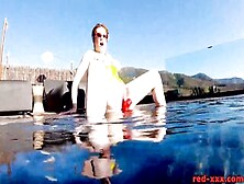 Red Xxx Fucks Her Cunt With A Sex Toy Into The Pool