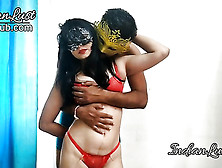 Masked Indian Fox In A Red Bra Gets A Great Fuck