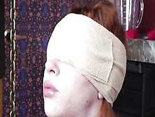 Blindfolded Cum Addicted Ginger Slavegirl Gagging Dick