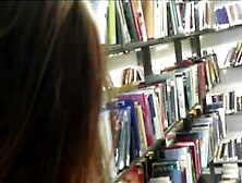 Brunette Doggsytyle And Cumshot In College Library