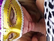 Masked Blonde Pleasuring Her Hubby With A Mouth