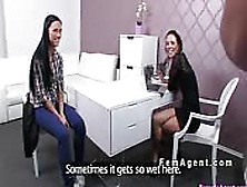Female Agent Licks Babe In An Office